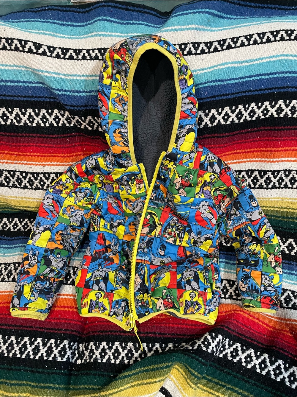 Kids Superhero Batman Hooded reversible Jacket - Multicolor